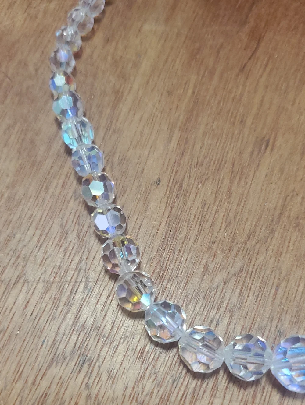 Crystal Aurora Bead Necklace - Clear D